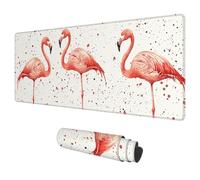 Mouse Mat Large 900x400 mm Beige Mouse Pad Flamingos Desk Mat Large, Waterproof Gaming Mousepad Desk Accessories, Non-Slip Rubber Base Mousemat with Stitched Edges for Gaming Office Gifts for Men E-63