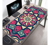 Mouse Mat, Large Gaming Mouse Pad, 100 x 40cm Non-Slip Rubber Base Desk Pad with Water-Resistant Surface, Precision Control Computer Keyboard Mat for Gaming, Office Laptop Mandala Pink PjY8884 5-5