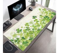 Mouse Mat, Large Gaming Mouse Pad, 100 x 50cm Non-Slip Rubber Base Desk Pad with Water-Resistant Surface, Precision Control Computer Keyboard Mat for Gaming Laptop Four-Leaf Clover Green PjY7310 U-J