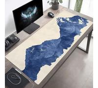 Mouse Mat, Large Gaming Mouse Pad, 100 x 50cm Non-Slip Rubber Base Desk Pad with Water-Resistant Surface, Precision Control Keyboard Mat for Gaming Laptop Mountain Range Blue And White PjY1957 E-7
