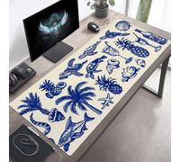 Mouse Mat, Large Gaming Mouse Pad, 100 x 50cm Non-Slip Rubber Base Desk Pad with Water-Resistant Surface, Precision Control Computer Keyboard Mat for Gaming, Office Laptop Sea Turtle Blue PjY8764 L-2