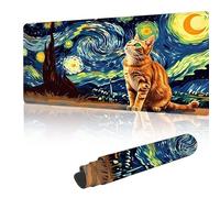 Mouse Mat Large Gaming Mouse Pad 1000 x 500 mm with Stitched Edges, Non-Slip Rubber Base, Waterproof Smooth Surface Desk Pad, Comfortable Keyboard Mat Suitable for Office & Home, Yellow Cat Y-y795
