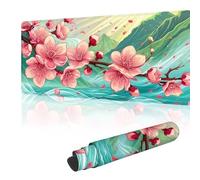 Mouse Mat Large Gaming Mouse Pad 1000 x 500 mm with Stitched Edges, Non-Slip Rubber Base, Waterproof Smooth Surface Desk Pad, Comfortable Keyboard Mat Suitable for Office & Home, Pink Flowers Y-y591