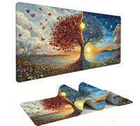 Mouse Mat | Large Gaming Mouse Pad 1000 x 500 x 3mm| XXL Gaming Desk Mat | Improved Precision and Speed | Rubber Base for Stable Grip on Smooth Surfaces | Keyboard Mats| Four Seasons Tree v-1106