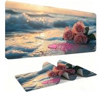 Mouse Mat,Large Gaming Mouse Pad 1000x500x3mm,XXL Mousepad,Desk Mat, Improved Precision and Speed, Rubber Base for Stable Grip on Smooth Surfaces, Table Pad, Gaming Room, rose Plage de sable w0w-609