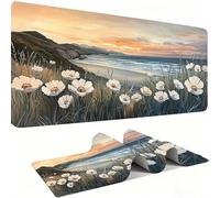 Mouse Mat,Large Gaming Mouse Pad 1000x500x3mm,XXL Mousepad,Desk Mat, Improved Precision and Speed, Rubber Base for Stable Grip on Smooth Surfaces, Table Pad, Gaming Room, white Plage de sable w0w-953