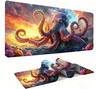 Mouse Mat,Large Gaming Mouse Pad 1000x500x3mm,XXL Mousepad,Desk Mat, Improved Precision and Speed, Rubber Base for Stable Grip on Smooth Surfaces, Table Pad, Gaming Room, animal La pieuvre w0w-989