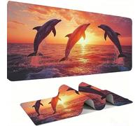 Mouse Mat,Large Gaming Mouse Pad 1000x500x3mm,XXL Mousepad,Desk Mat, Improved Precision and Speed, Rubber Base for Stable Grip on Smooth Surfaces, Table Pad, Gaming, dolphin Coucher de soleil 2 w0w954