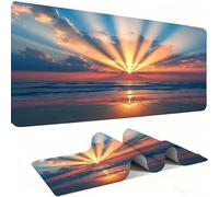 Mouse Mat,Large Gaming Mouse Pad 1000x500x3mm,XXL Mousepad,Desk Mat, Improved Precision and Speed, Rubber Base for Stable Grip on Smooth Surfaces, Table Pad, Gaming Room, beach Coucher de soleil w0w65