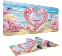 Mouse Mat,Large Gaming Mouse Pad 1000x500x3mm,XXL Mousepad,Desk Mat, Improved Precision and Speed, Rubber Base for Stable Grip on Smooth Surfaces, Table Pad, Gaming Room, love Plage de sable 1 w0w-831