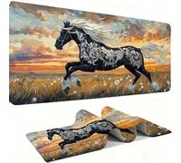 Mouse Mat,Large Gaming Mouse Pad 1000x500x3mm,XXL Mousepad,Desk Mat, Improved Precision and Speed, Rubber Base for Stable Grip on Smooth Surfaces, Table Pad, Gaming Room, dark horse Prairie w0w-1027