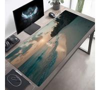 Mouse Mat, Large Gaming Mouse Pad, 120 x 60cm Non-Slip Rubber Base Desk Pad with Water-Resistant Surface, Precision Control Computer Keyboard Mat for Gaming, Office Laptop Landscape Blue PjY3069 2-B