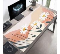 Mouse Mat, Large Gaming Mouse Pad, 120 x 60cm Non-Slip Rubber Base Desk Pad with Water-Resistant Surface, Precision Control Computer Keyboard Mat for Gaming, Office Laptop Daisy Beige PjY584 I-D