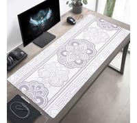 Mouse Mat, Large Gaming Mouse Pad, 120 x 60cm Non-Slip Rubber Base Desk Pad with Water-Resistant Surface, Precision Control Computer Keyboard Mat for Gaming, Office Laptop Bohemia Grey PjY7917 0-8