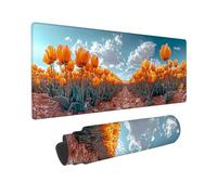 Mouse Mat, Large Gaming Mouse Pad, 1200 x 500 mm Non-Slip Rubber Base Desk Pad with Water-Resistant Surface, Precision Control Computer Keyboard Mat for Gaming, Office, PC, Mac, Laptop - (Tulips) X895