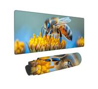 Mouse Mat, Large Gaming Mouse Pad, 1200 x 500 mm Non-Slip Rubber Base Desk Pad with Water-Resistant Surface, Precision Control Computer Keyboard Mat for Office, PC, Laptop - (Flowers Bees) X-385