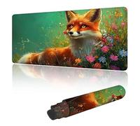 Mouse Mat Large Gaming Mouse Pad 1200 x 600 mm with Stitched Edges, Non-Slip Rubber Base, Waterproof Smooth Surface Desk Pad, Keyboard Mat Suitable for Office & Home, Orange Color Fox Y-y279