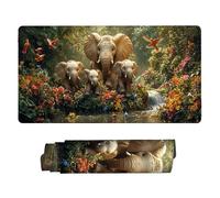 Mouse Mat | Large Gaming Mouse Pad 1200 x 600 x 3mm | XXL Gaming Mousepad | Desk Mat | Waterproof | Rubber Base for Stable Grip on Smooth Surfaces | Keyboard Mats | Gifts for Men Forest Elephant w748