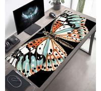 Mouse Mat, Large Gaming Mouse Pad, 1200x600x3mm Non-Slip Rubber Base Desk Pad with Water-Resistant Surface, Precision Control Keyboard Mat for Gaming Laptop Butterfly Blue And White PjY8856 K-7