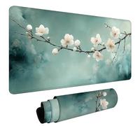 Mouse Mat, Large Gaming Mouse Pad 1200x600x3mm Sage Green Plum Blossom XXL Desk Mat, Non-Slip Rubber Base, Stitched Edges, Water-Resistant Surface, Desk Pad for Laptop Keyboard Mice Office Home L#L975