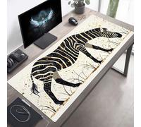 Mouse Mat, Large Gaming Mouse Pad, 140 x 60cm Non-Slip Rubber Base Desk Pad with Water-Resistant Surface, Precision Control Computer Keyboard Mat for Gaming Laptop Zebra Black And White PjY1979 T-A