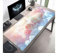 Mouse Mat, Large Gaming Mouse Pad, 140 x 60cm Non-Slip Rubber Base Desk Pad with Water-Resistant Surface, Precision Control Computer Keyboard Mat for Gaming, Office Laptop Cat White PjY7393 9-5