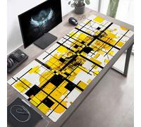 Mouse Mat, Large Gaming Mouse Pad, 140 x 60cm Non-Slip Rubber Base Desk Pad with Water-Resistant Surface, Precision Control Computer Keyboard Mat for Gaming, Office Laptop Geometry Yellow PjY3130 L-A
