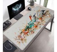 Mouse Mat, Large Gaming Mouse Pad, 140 x 60cm Non-Slip Rubber Base Desk Pad with Water-Resistant Surface, Precision Control Computer Keyboard Mat for Gaming, Office Laptop Animal White PjY9655 1-F