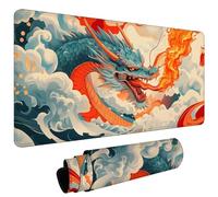 Mouse Mat, Large Gaming Mouse Pad 1500x800x3mm Fire-Breathing Dragon XXL Desk Mat, Non-Slip Rubber Base, Stitched Edges, Water-Resistant Surface, Desk Pad for Laptop Keyboard Mice Office Home L#L1479
