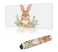 Mouse Mat Large Gaming Mouse Pad 500 x 250 mm with Stitched Edges, Non-Slip Rubber Base, Waterproof Smooth Surface Desk Pad, Comfortable Keyboard Mat Suitable for Office & Home, Brown Rabbit Y-y99