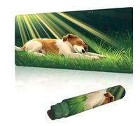 Mouse Mat Large Gaming Mouse Pad 500 x 250 mm with Stitched Edges, Non-Slip Rubber Base, Waterproof Smooth Surface Desk Pad, Comfortable Keyboard Mat Suitable for Office & Home, Brown Dog Y-y557