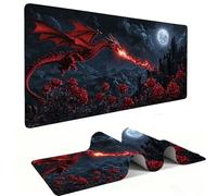 Mouse Mat | Large Gaming Mouse Pad 500 x 250 x 3mm| XXL Gaming Desk Mat | Improved Precision and Speed | Rubber Base for Stable Grip on Smooth Surfaces | Keyboard Mats| Fire Dragon Castle v-566