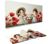 Mouse Mat | Large Gaming Mouse Pad 500 x 250 x 3mm| XXL Gaming Desk Mat | Improved Precision and Speed | Rubber Base for Stable Grip on Smooth Surfaces | Keyboard Mats| Poppy Flower Child v-1306