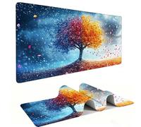 Mouse Mat | Large Gaming Mouse Pad 500 x 250 x 3mm| XXL Gaming Desk Mat | Improved Precision and Speed | Rubber Base for Stable Grip on Smooth Surfaces | Keyboard Mats| Four Seasons Tree v-1105