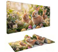 Mouse Mat | Large Gaming Mouse Pad 500 x 250 x 3mm| XXL Gaming Desk Mat | Improved Precision and Speed | Rubber Base for Stable Grip on Smooth Surfaces | Keyboard Mats| Rabbit Easter Egg v-1146