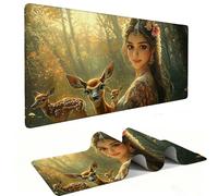 Mouse Mat | Large Gaming Mouse Pad 500 x 250 x 3mm| XXL Gaming Desk Mat | Improved Precision and Speed | Rubber Base for Stable Grip on Smooth Surfaces | Keyboard Mats| Indian Woman Deer v-1300