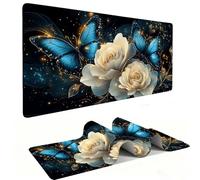 Mouse Mat | Large Gaming Mouse Pad 500 x 250 x 3mm| XXL Gaming Mousepad | Desk Mat | Improved Precision and Speed | Rubber Base for Stable Grip on Smooth Surfaces | Keyboard Mats| Butterfly Rose v-445