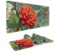 Mouse Mat | Large Gaming Mouse Pad 500 x 250 x 3mm| XXL Gaming Mousepad | Desk Mat | Improved Precision and Speed | Rubber Base for Stable Grip on Smooth Surfaces | Keyboard Mats| Red Flowers v-414