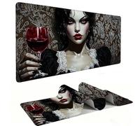 Mouse Mat | Large Gaming Mouse Pad 500 x 250 x 3mm| XXL Gaming Mousepad | Desk Mat | Improved Precision and Speed | Rubber Base for Stable Grip on Smooth Surfaces | Keyboard Mats| Red Wine Woman v-404