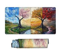 Mouse Mat | Large Gaming Mouse Pad 500 x 250 x 3mm | XXL Gaming Mousepad | Desk Mat | Waterproof | Rubber Base for Stable Grip on Smooth Surfaces | Keyboard Mats Four Seasons Tree w-839