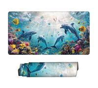 Mouse Mat | Large Gaming Mouse Pad 500 x 250 x 3mm | XXL Gaming Mousepad | Desk Mat | Waterproof | Rubber Base for Stable Grip on Smooth Surfaces | Keyboard Mats Ocean Talk Village w-334
