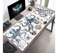 Mouse Mat, Large Gaming Mouse Pad, 60 x 30cm Non-Slip Rubber Base Desk Pad with Water-Resistant Surface, Precision Control Computer Keyboard Mat for Gaming, Office Laptop Octopus Grey PjY7223 H-K