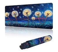 Mouse Mat Large Gaming Mouse Pad 600 x 300 mm with Stitched Edges, Non-Slip Rubber Base, Waterproof Smooth Surface Desk Pad, Comfortable Keyboard Mat Suitable for Office & Home, Blue Dandelion Y-y77