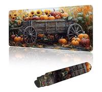Mouse Mat Large Gaming Mouse Pad 600 x 300 mm with Stitched Edges, Non-Slip Rubber Base, Waterproof Smooth Surface Desk Pad, Comfortable Keyboard Mat Suitable for Office & Home, Autumn Plant Y-y151