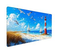 Mouse Mat | Large Gaming Mouse Pad 600 x 300 mm | XXL Gaming Mousepad | Desk Mat | Improved Precision and Speed | Rubber Base | Smooth Surfaces | Keyboard Mats | Men's Gifts (Lighthouse Seagull) B-308
