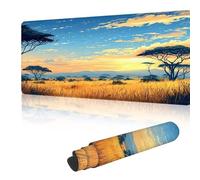Mouse Mat Large Gaming Mouse Pad 600 x 400 mm with Stitched Edges, Non-Slip Rubber Base, Waterproof Smooth Surface Desk Pad, Keyboard Mat Suitable for Office & Home, Yellow Wheat Field Y-y417
