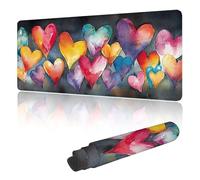 Mouse Mat Large Gaming Mouse Pad 600 x 400 mm with Stitched Edges, Non-Slip Rubber Base, Waterproof Smooth Surface Desk Pad, Comfortable Keyboard Mat Suitable for Office & Home, Color Love Y-y131