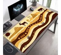 Mouse Mat, Large Gaming Mouse Pad, 70 x 30cm Non-Slip Rubber Base Desk Pad with Water-Resistant Surface, Precision Control Computer Keyboard Mat for Gaming, Office Laptop Landscape Brown PjY8093 Q-I