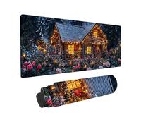Mouse Mat, Large Gaming Mouse Pad, 700 x 300 mm Non-Slip Rubber Base Desk Pad with Water-Resistant Surface, Precision Control Computer Keyboard Mat for Gaming, Office, PC, Laptop - (Forest Cabin) X700