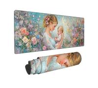 Mouse Mat, Large Gaming Mouse Pad, 700 x 300 mm Non-Slip Rubber Base Desk Pad with Water-Resistant Surface, Precision Control Computer Keyboard Mat for Gaming, Office, PC, Laptop - (Mother Child) X584
